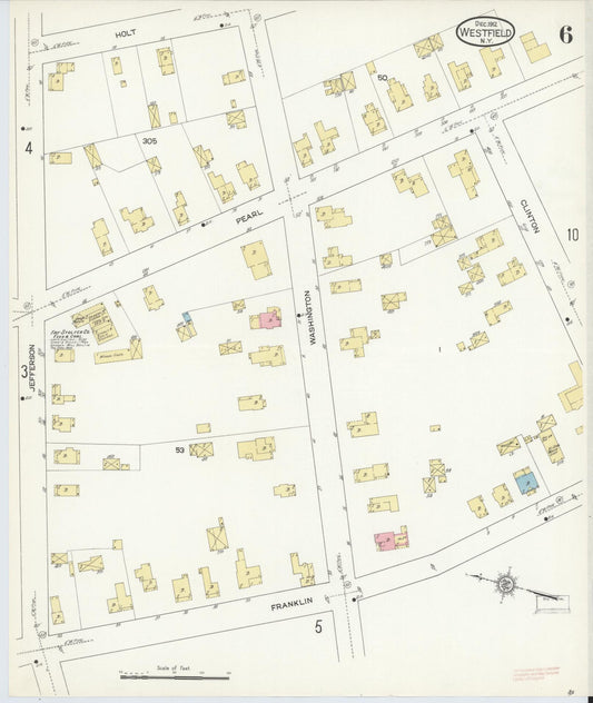 Sanborn Fire Insurance Map from Westfield, Chautauqua County, New York (1912), Sheet #0006 - Historic Sanborn Fire Insurance Map Print, vintage old map wall art, antique decor, genealogy gift, New York New York map