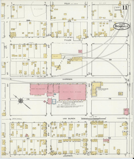 Sanborn Fire Insurance Map from Brownsville, Cameron County, Texas (1919), Sheet #0011 - Historic Sanborn Fire Insurance Map Print, vintage old map wall art, antique decor, genealogy gift, Texas Texas map