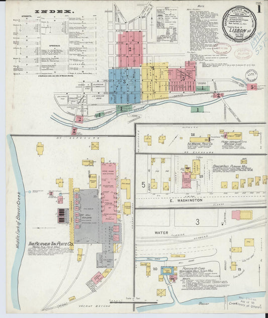 Sanborn Fire Insurance Map from Lisbon, Columbiana County, Ohio (1898), Sheet #0001 - Historic Sanborn Fire Insurance Map Print, vintage old map wall art, antique decor, genealogy gift, Ohio Ohio map
