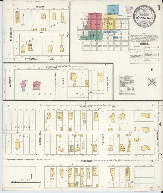 Sanborn Fire Insurance Map from Newberry, Luce County, Michigan (1906), Sheet #0001 - Historic Sanborn Fire Insurance Map Print, vintage old map wall art, antique decor, genealogy gift, Michigan Michigan map