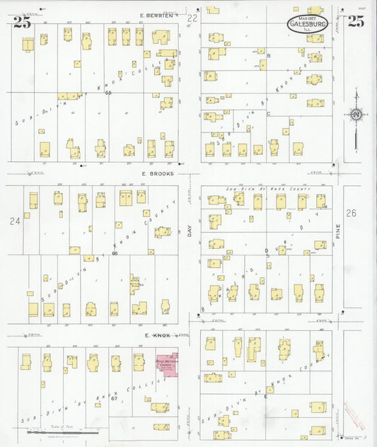 Sanborn Fire Insurance Map from Galesburg, Knox County, Illinois (1927), Sheet #0025 - Historic Sanborn Fire Insurance Map Print, vintage old map wall art, antique decor, genealogy gift, Illinois Illinois map
