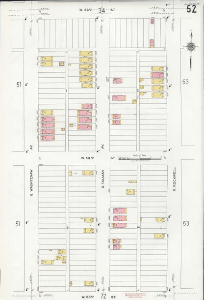 Sanborn Fire Insurance Map from Chicago, Cook County, Illinois (1920), Sheet #0052 - Historic Sanborn Fire Insurance Map Print, vintage old map wall art, antique decor, genealogy gift, Illinois Illinois map