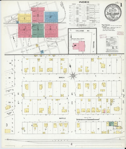 Sanborn Fire Insurance Map from Shelbina, Shelby County, Missouri (1909), Sheet #0001 - Historic Sanborn Fire Insurance Map Print, vintage old map wall art, antique decor, genealogy gift, Missouri Missouri map