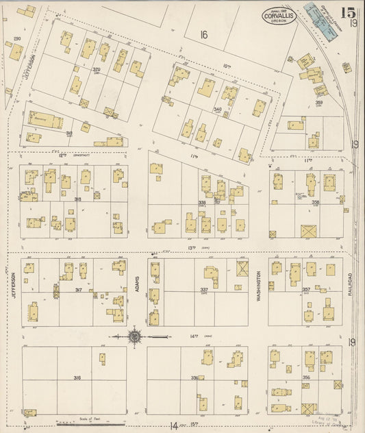 Sanborn Fire Insurance Map from Corvallis, Benton County, Oregon (1912), Sheet #0015 - Historic Sanborn Fire Insurance Map Print, vintage old map wall art, antique decor, genealogy gift, Oregon Oregon map