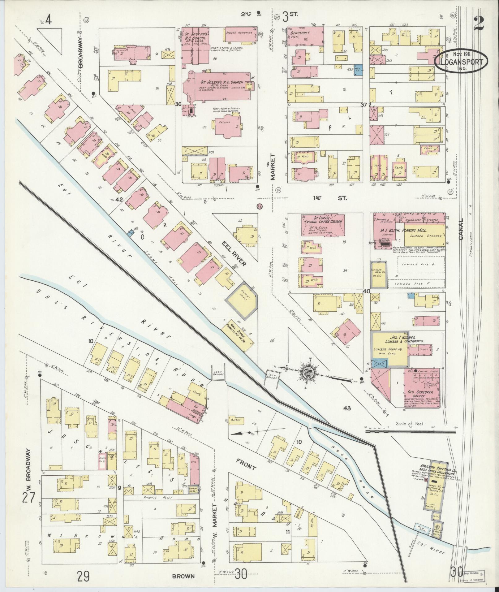 Sanborn Fire Insurance Map from Logansport, Cass County, Indiana (1911), Sheet #0002 - Historic Sanborn Fire Insurance Map Print, vintage old map wall art, antique decor, genealogy gift, Indiana Indiana map