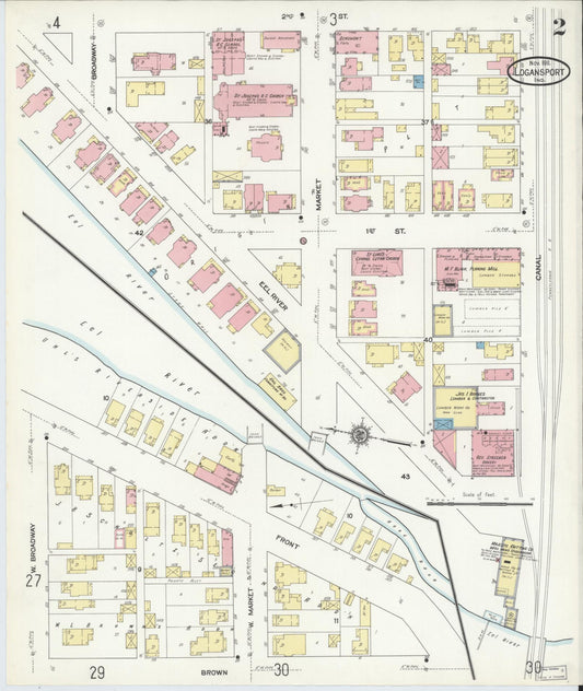 Sanborn Fire Insurance Map from Logansport, Cass County, Indiana (1911), Sheet #0002 - Historic Sanborn Fire Insurance Map Print, vintage old map wall art, antique decor, genealogy gift, Indiana Indiana map