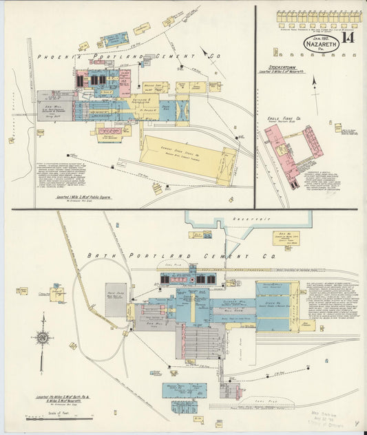 Sanborn Fire Insurance Map from Nazareth, Northampton County, Pennsylvania (1912), Sheet #0014 - Historic Sanborn Fire Insurance Map Print, vintage old map wall art, antique decor, genealogy gift, Pennsylvania Pennsylvania map