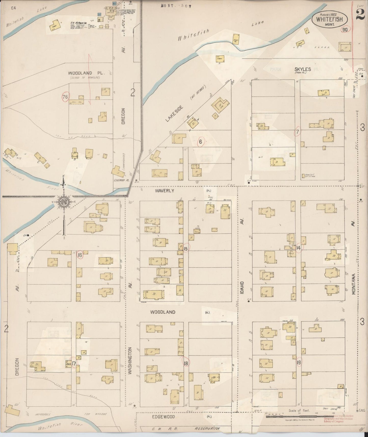 Sanborn Fire Insurance Map from Whitefish, Flathead County, Montana (1932), Sheet #0002 - Complete Map Set gallery image, historic Sanborn map, vintage wall art, Montana Montana
