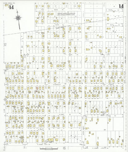 Sanborn Fire Insurance Map from Goose Creek, Harris County, Texas (1939), Sheet #0014 - Complete Map Set gallery image, historic Sanborn map, vintage wall art, Texas Texas