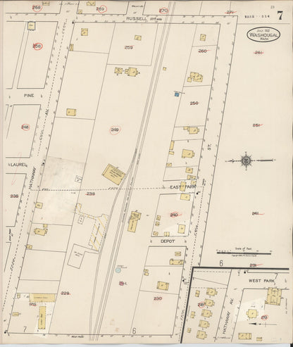 Sanborn Fire Insurance Map from Washougal, Clark County, Washington (1929), Sheet #0007 - Complete Map Set gallery image, historic Sanborn map, vintage wall art, Washington Washington