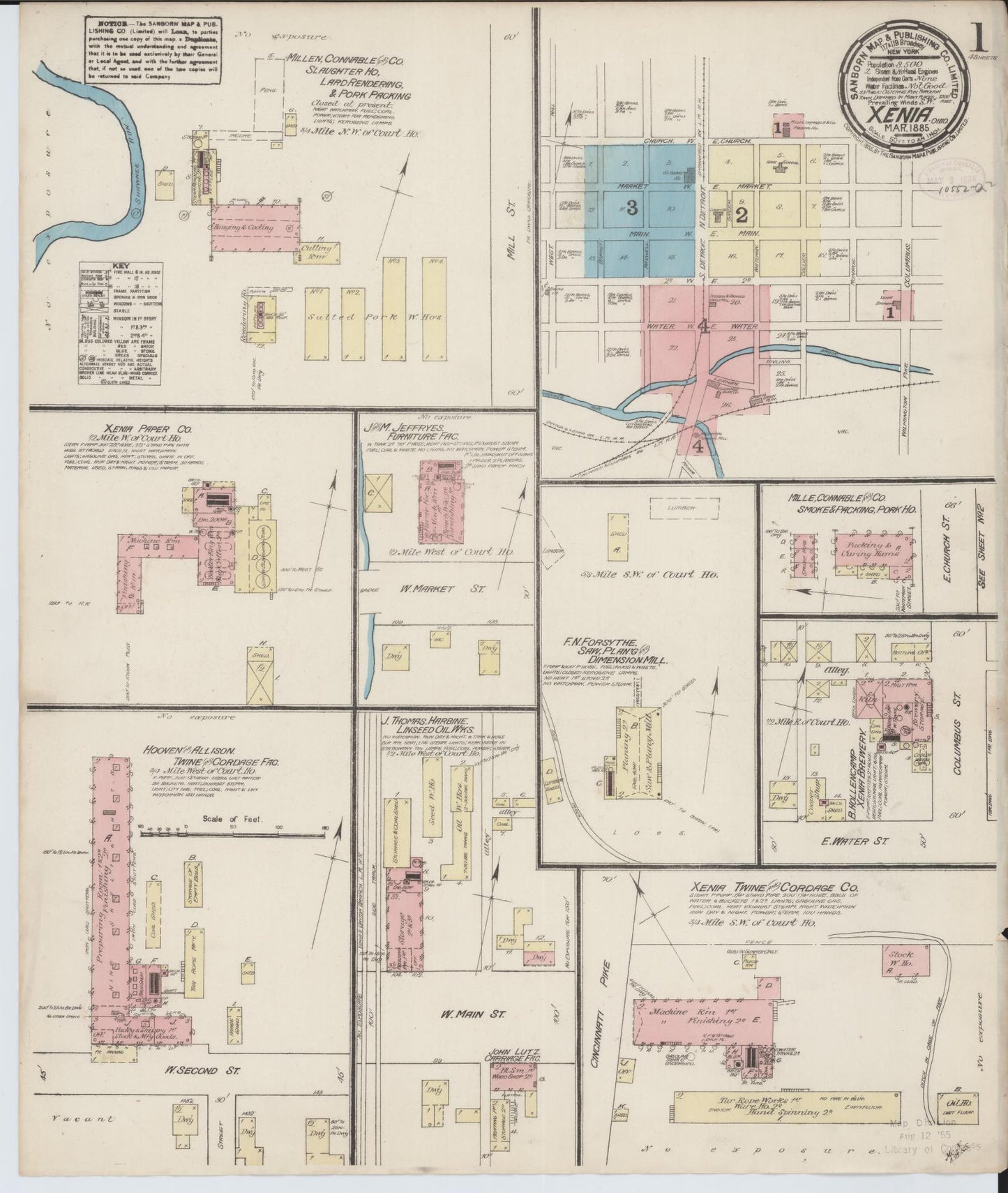 Sanborn Fire Insurance Map from Xenia, Greene County, Ohio (1885), Sheet #0001 - Complete Map Set gallery image, historic Sanborn map, vintage wall art, Ohio Ohio