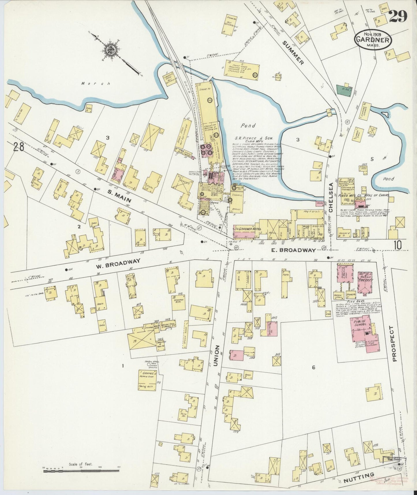 Sanborn Fire Insurance Map from Gardner, Worcester County, Massachusetts (1909), Sheet #0029 - Complete Map Set gallery image, historic Sanborn map, vintage wall art, Massachusetts Massachusetts
