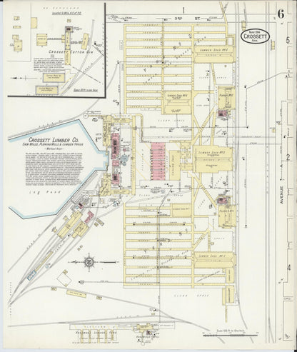 Sanborn Fire Insurance Map from Crossett, Ashley County, Arkansas (1914), Sheet #0006 - Complete Map Set gallery image, historic Sanborn map, vintage wall art, Arkansas Arkansas