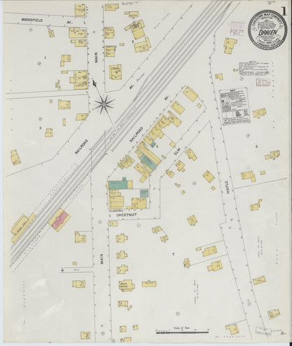 Sanborn Fire Insurance Map from Darien, Fairfield County, Connecticut (1906), Sheet #0001 - Complete Map Set gallery image, historic Sanborn map, vintage wall art, Connecticut Connecticut