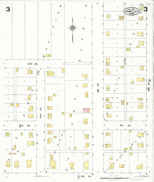 Sanborn Fire Insurance Map from Hartley, O'Brien County, Iowa (1925), Sheet #0003 - Historic Sanborn Fire Insurance Map Print, vintage old map wall art