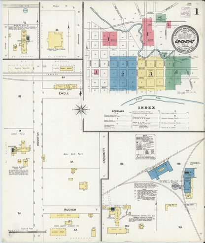 Sanborn Fire Insurance Map from Granbury, Hood County, Texas (1905), Sheet #0001 - Complete Map Set gallery image, historic Sanborn map, vintage wall art, Texas Texas