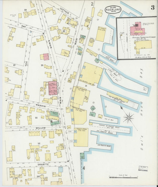 Sanborn Fire Insurance Map from Rockland, Knox County, Maine (1896), Sheet #0003 - Historic Sanborn Fire Insurance Map Print, vintage old map wall art, antique decor, genealogy gift, Maine Maine map