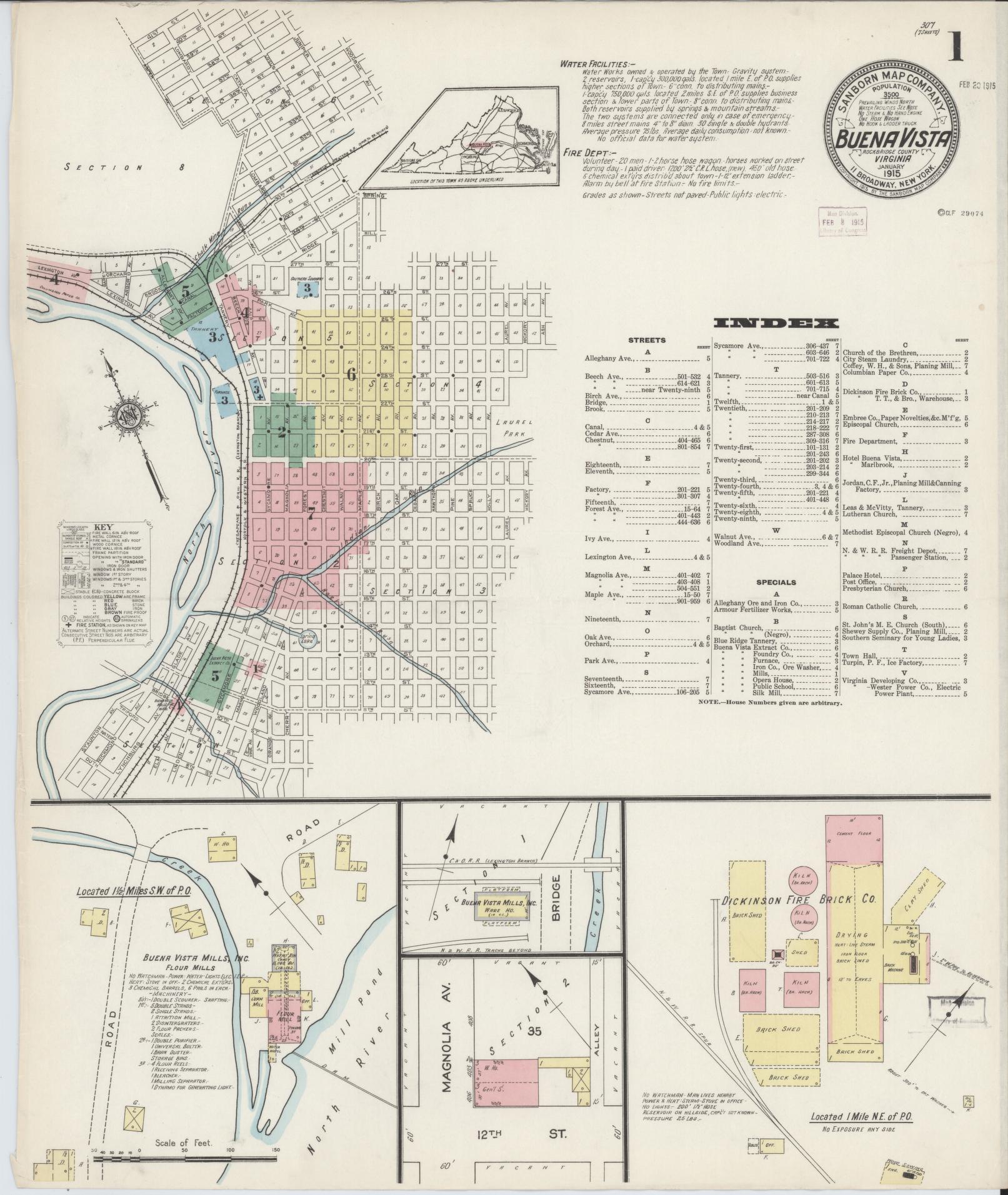 Sanborn Fire Insurance Map from Buena Vista, Independent Cities, Virginia. (1915) – Historic Sanborn Fire Insurance Map Print
