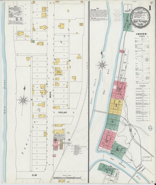 Sanborn Fire Insurance Map from Point Pleasant, Mason County, West Virginia (1900), Sheet #0001 - Historic Sanborn Fire Insurance Map Print, vintage old map wall art, antique decor, genealogy gift, West Virginia West Virginia map