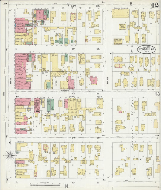 Sanborn Fire Insurance Map from Fond du Lac, Fond du Lac County, Wisconsin (1898), Sheet #0012 - Historic Sanborn Fire Insurance Map Print, vintage old map wall art, antique decor, genealogy gift, Wisconsin Wisconsin map