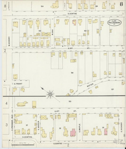 Sanborn Fire Insurance Map from Philipsburg, Centre County, Pennsylvania (1897), Sheet #0008 - Historic Sanborn Fire Insurance Map Print, vintage old map wall art, antique decor, genealogy gift, Pennsylvania Pennsylvania map