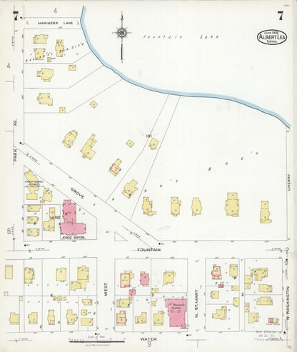 Sanborn Fire Insurance Map from Albert Lea, Freeborn County, Minnesota (1926), Sheet #0007 - Complete Map Set gallery image, historic Sanborn map, vintage wall art, Minnesota Minnesota