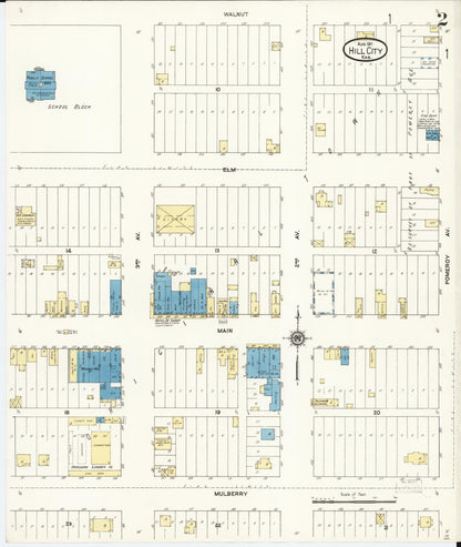 Sanborn Fire Insurance Map from Hill City, Graham County, Kansas (1911), Sheet #0002 - Complete Map Set gallery image, historic Sanborn map, vintage wall art, Kansas Kansas