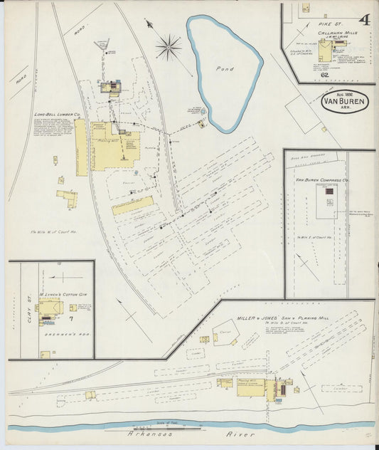 Sanborn Fire Insurance Map from Van Buren, Crawford County, Arkansas (1892), Sheet #0004 - Historic Sanborn Fire Insurance Map Print, vintage old map wall art, antique decor, genealogy gift, Arkansas Arkansas map