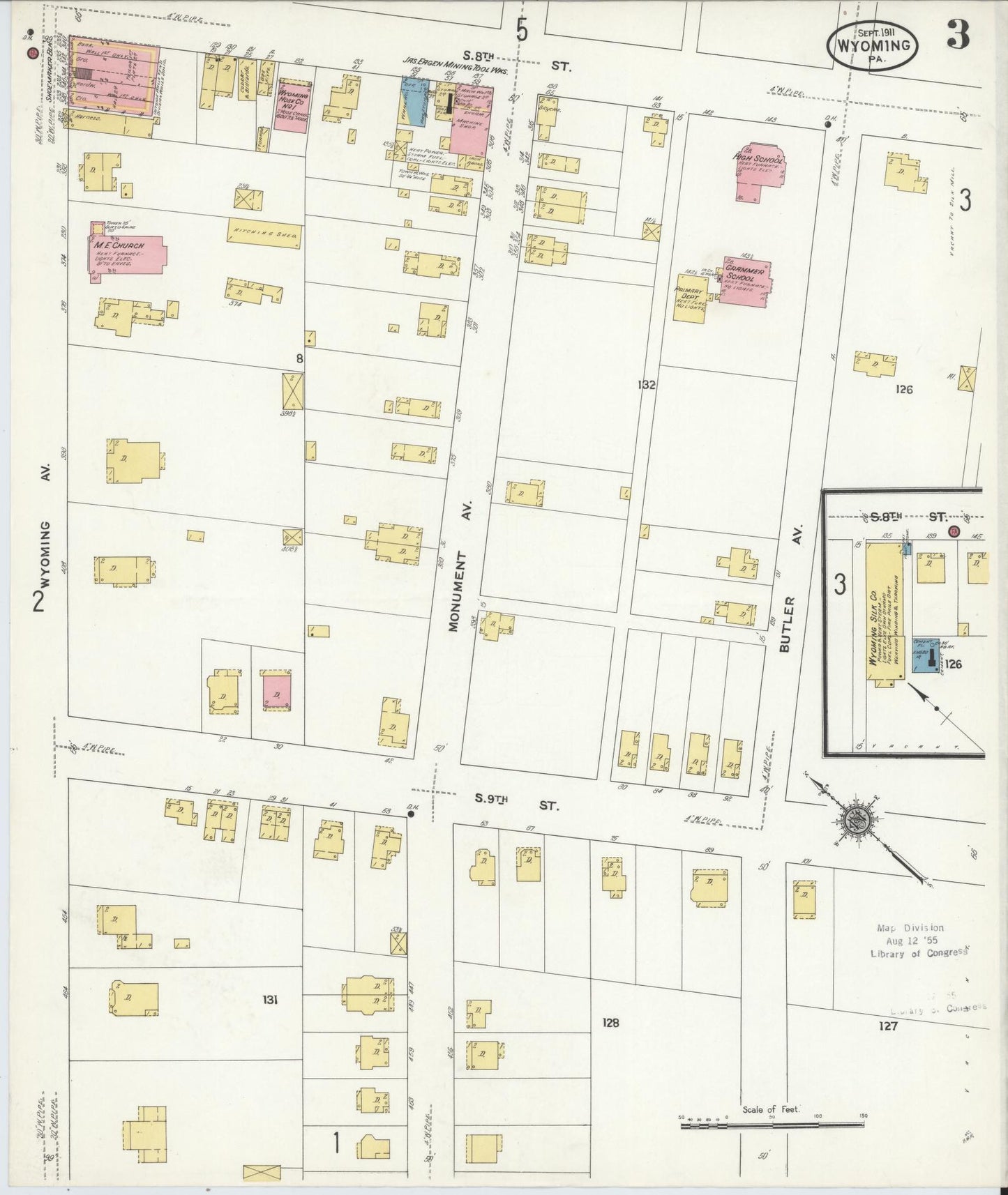 Sanborn Fire Insurance Map from Wyoming, Luzerne County, Pennsylvania (1911), Sheet #0003 - Complete Map Set gallery image, historic Sanborn map, vintage wall art, Wyoming Wyoming