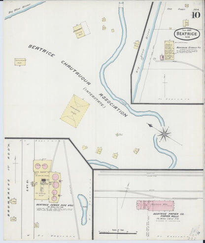 Sanborn Fire Insurance Map from Beatrice, Gage County, Nebraska (1889), Sheet #0010 - Complete Map Set gallery image, historic Sanborn map, vintage wall art, Nebraska Nebraska