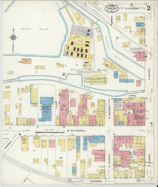 Sanborn Fire Insurance Map from Dover, Morris County, New Jersey (1916), Sheet #0002 - Historic Sanborn Fire Insurance Map Print, vintage old map wall art, antique decor, genealogy gift, New Jersey New Jersey map