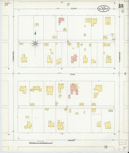 Sanborn Fire Insurance Map from Albany, Dougherty County, Georgia (1905), Sheet #0018 - Complete Map Set gallery image, historic Sanborn map, vintage wall art, Georgia Georgia
