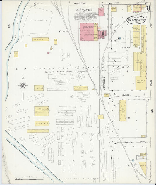 Sanborn Fire Insurance Map from Richland Center, Richland County, Wisconsin (1912), Sheet #0008 - Historic Sanborn Fire Insurance Map Print, vintage old map wall art, antique decor, genealogy gift, Wisconsin Wisconsin map