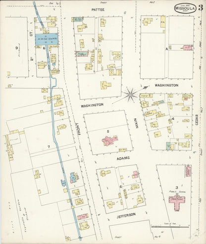 Sanborn Fire Insurance Map from Missoula, Missoula County, Montana (1890), Sheet #0003 - Complete Map Set gallery image, historic Sanborn map, vintage wall art, Montana Montana