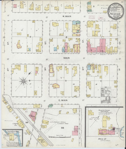Sanborn Fire Insurance Map from Palmyra, Jefferson County, Wisconsin (1892), Sheet #0001 - Historic Sanborn Fire Insurance Map Print, vintage old map wall art, antique decor, genealogy gift, Wisconsin Wisconsin map