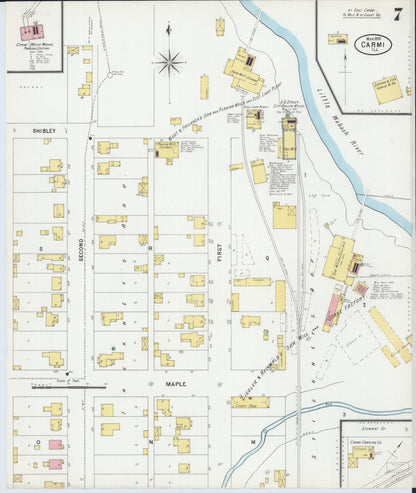 Sanborn Fire Insurance Map from Carmi, White County, Illinois (1899), Sheet #0007 - Complete Map Set gallery image, historic Sanborn map, vintage wall art, Illinois Illinois
