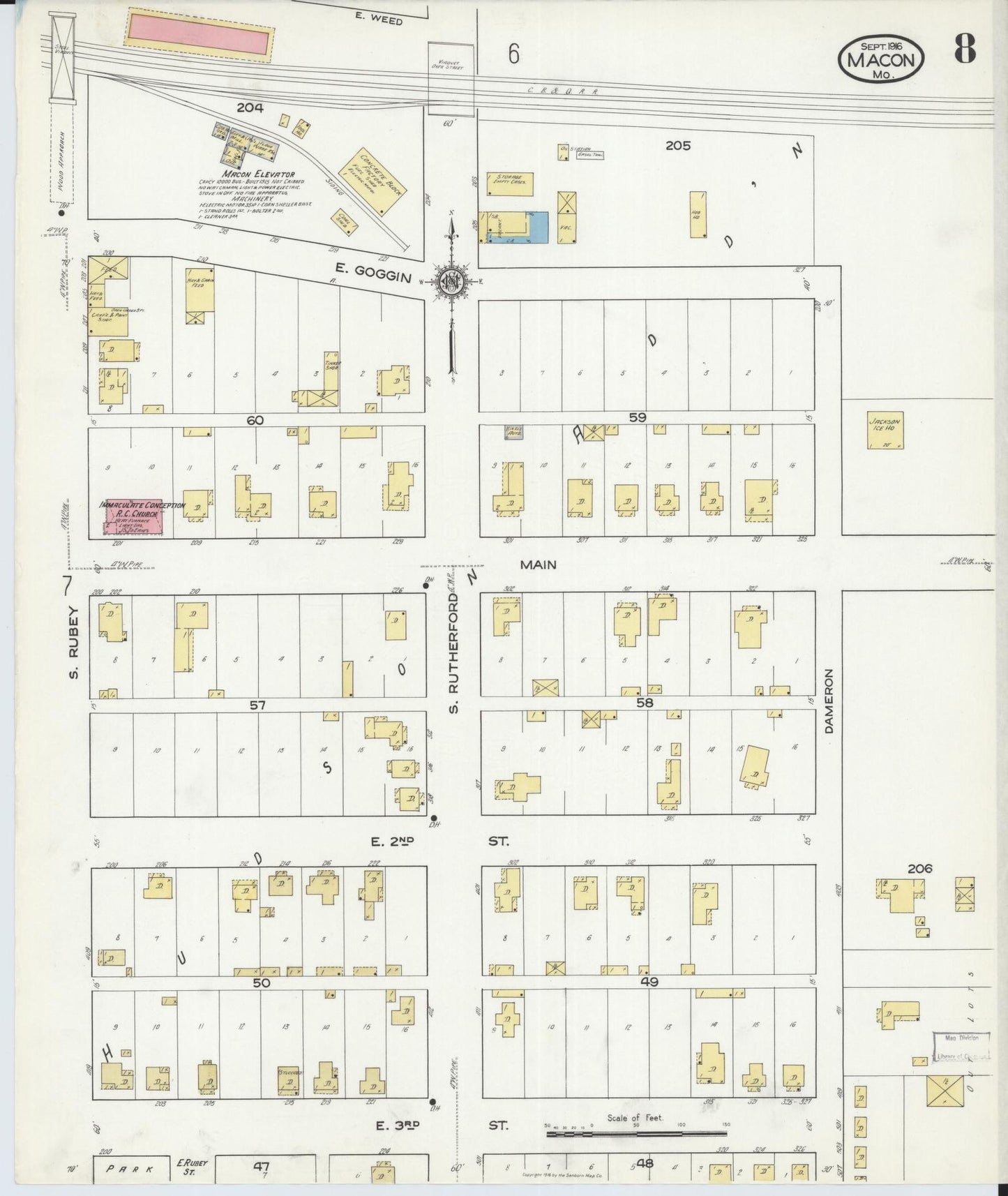 Sanborn Fire Insurance Map from Macon, Macon County, Missouri (1916), Sheet #0008 - Complete Map Set gallery image, historic Sanborn map, vintage wall art, Missouri Missouri