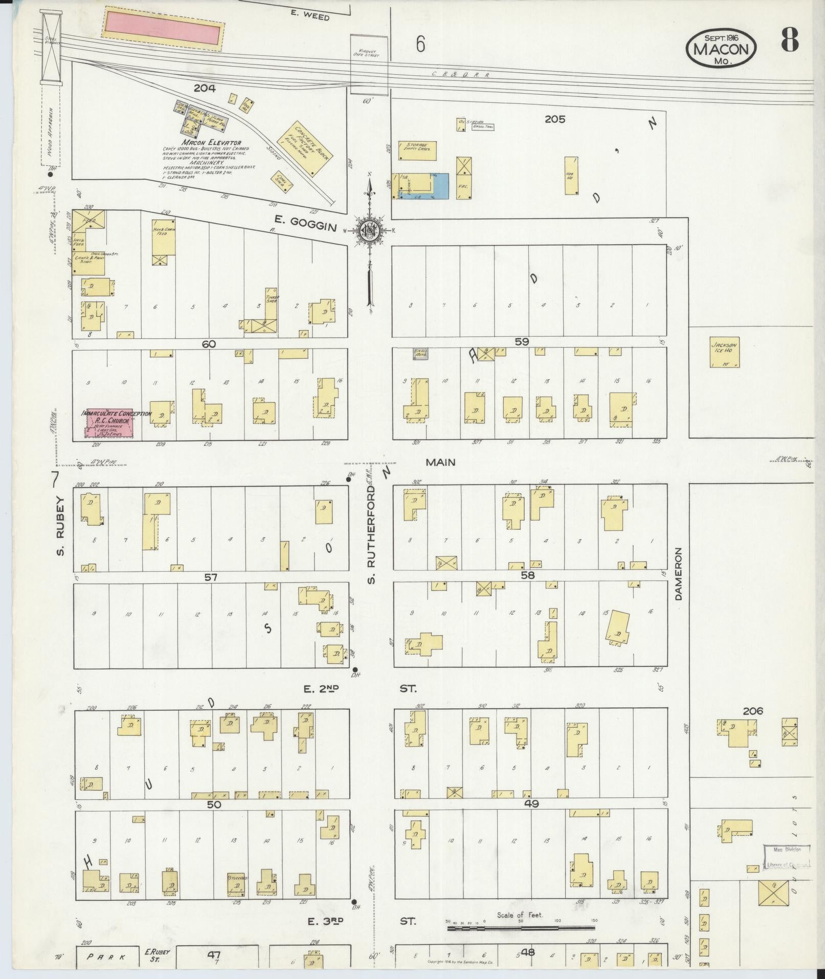 Sanborn Fire Insurance Map from Macon, Macon County, Missouri (1916), Sheet #0008 - Complete Map Set gallery image, historic Sanborn map, vintage wall art, Missouri Missouri