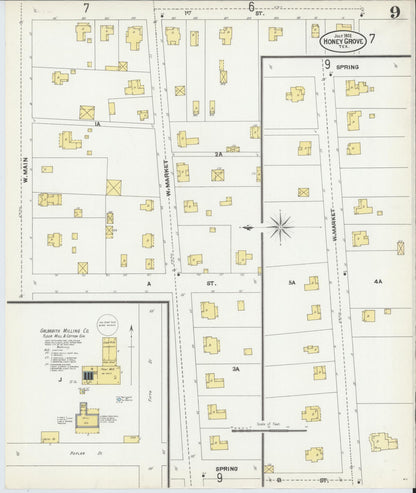 Sanborn Fire Insurance Map from Honey Grove, Fannin County, Texas (1902), Sheet #0009 - Complete Map Set gallery image, historic Sanborn map, vintage wall art, Texas Texas