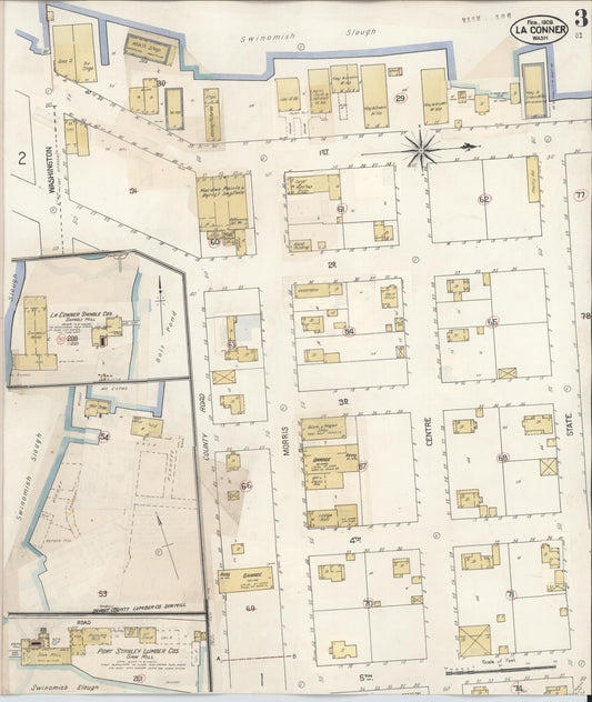 Sanborn Fire Insurance Map from La Conner, Skagit County, Washington (1929), Sheet #0003 - Historic Sanborn Fire Insurance Map Print, vintage old map wall art, antique decor, genealogy gift, Washington Washington map