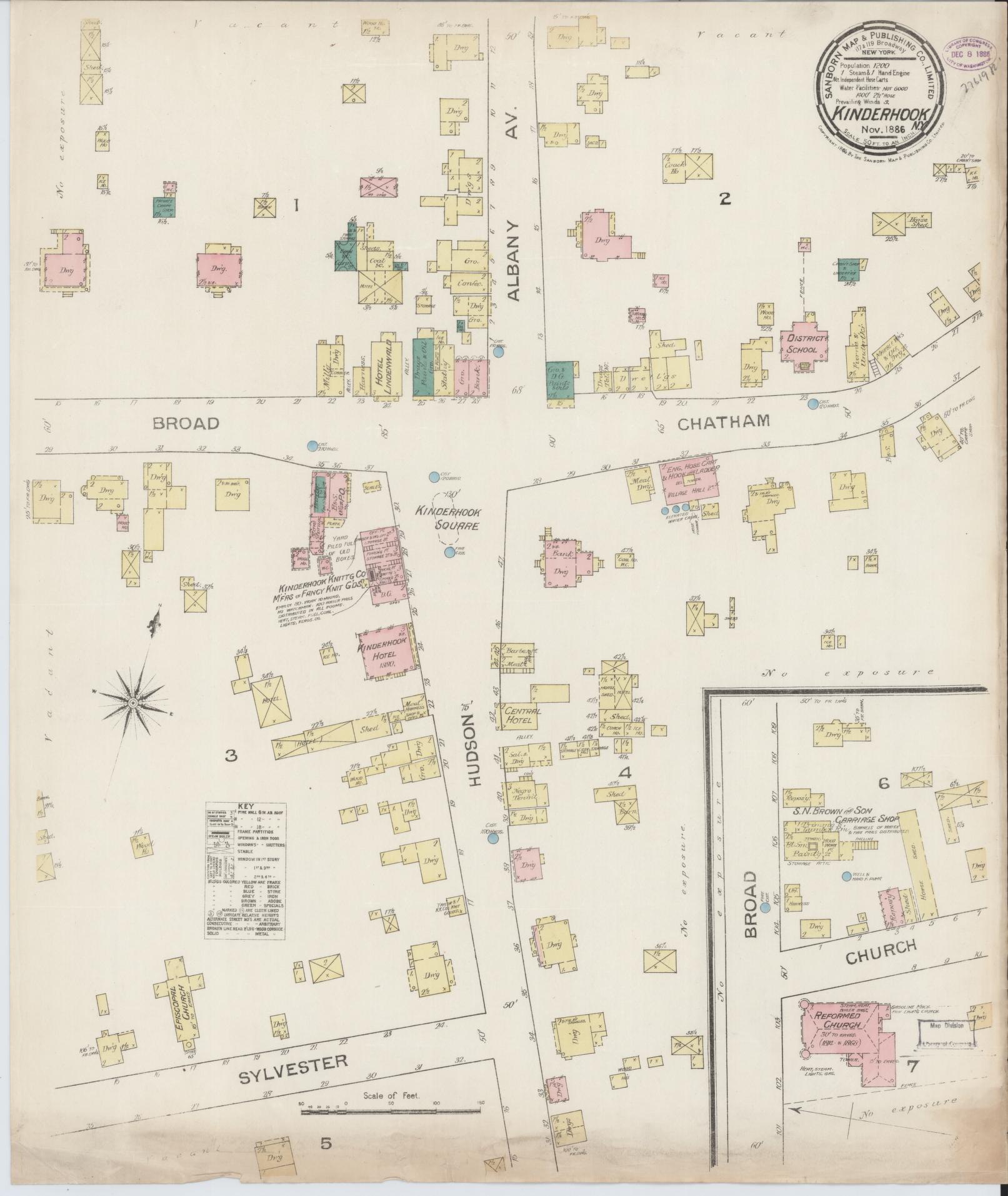 Sanborn Fire Insurance Map from Kinderhook, Columbia County, New York. (1886) – Historic Sanborn Fire Insurance Map Print