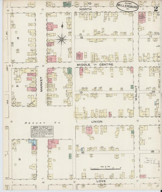 Sanborn Fire Insurance Map from Millersburg, Dauphin County, Pennsylvania (1884), Sheet #0002 - Historic Sanborn Fire Insurance Map Print, vintage old map wall art, antique decor, genealogy gift, Pennsylvania Pennsylvania map