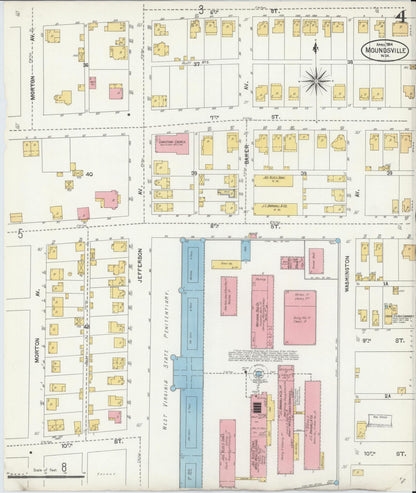 Sanborn Fire Insurance Map from Moundsville, Marshall County, West Virginia (1904), Sheet #0004 - Complete Map Set gallery image, historic Sanborn map, vintage wall art, West Virginia West Virginia