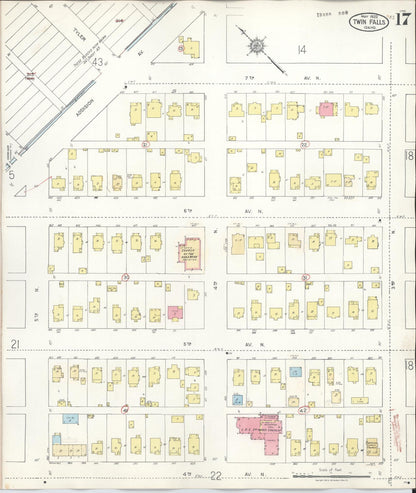 Sanborn Fire Insurance Map from Twin Falls, Twin Falls County, Idaho (1949), Sheet #0017 - Complete Map Set gallery image, historic Sanborn map, vintage wall art, Falls Idaho