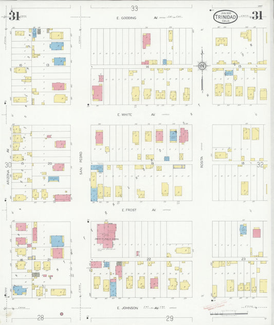 Sanborn Fire Insurance Map from Trinidad, Las Animas County, Colorado (1930), Sheet #0031 - Historic Sanborn Fire Insurance Map Print, vintage old map wall art, antique decor, genealogy gift, Colorado Colorado map