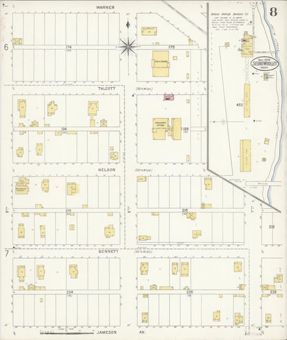 Sanborn Fire Insurance Map from Sedro Woolley, Skagit County, Washington (1907), Sheet #0008 - Complete Map Set gallery image, historic Sanborn map, vintage wall art, Washington Washington
