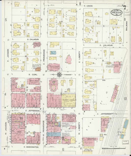 Sanborn Fire Insurance Map from Mexico, Audrain County, Missouri (1914), Sheet #0007 - Historic Sanborn Fire Insurance Map Print, vintage old map wall art, antique decor, genealogy gift, Missouri Missouri map