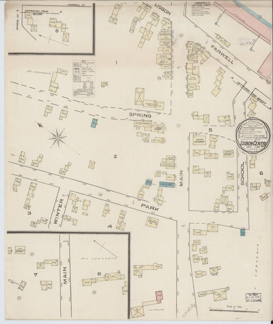 Sanborn Fire Insurance Map from Lisbon Centre, Androscoggin County, Maine (1885), Sheet #0001 - Historic Sanborn Fire Insurance Map Print, vintage old map wall art, antique decor, genealogy gift, Maine Maine map