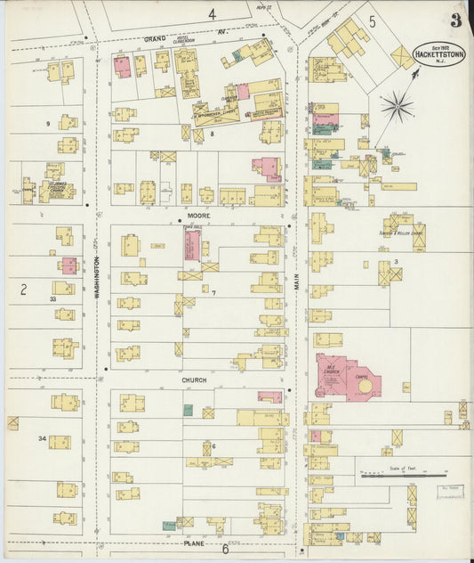 Sanborn Fire Insurance Map from Hackettstown, Warren County, New Jersey (1902), Sheet #0003 - Historic Sanborn Fire Insurance Map Print, vintage old map wall art, antique decor, genealogy gift, New Jersey New Jersey map
