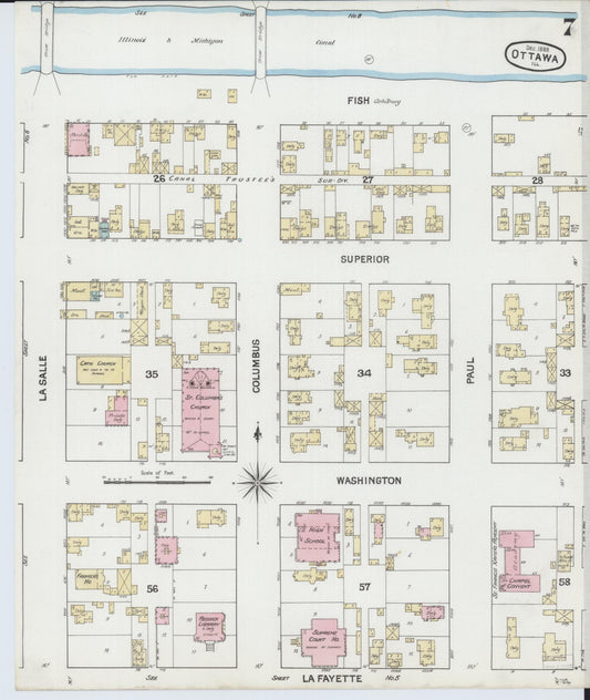 Sanborn Fire Insurance Map from Ottawa, La Salle County, Illinois (1888), Sheet #0007 - Historic Sanborn Fire Insurance Map Print, vintage old map wall art, antique decor, genealogy gift, Illinois Illinois map